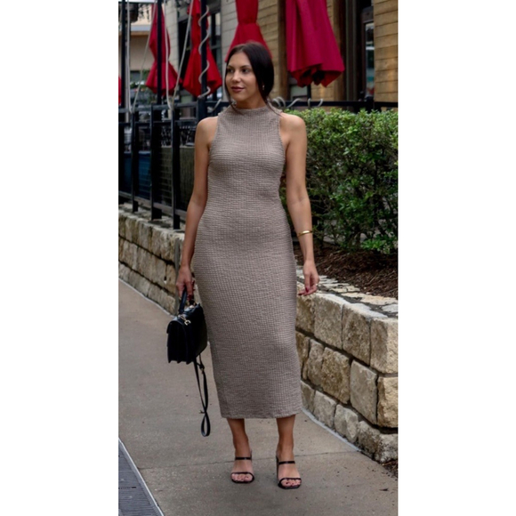 Lena Dresses & Skirts - The Drop Womens Lena High Neck Textured Midi Dress L Gray